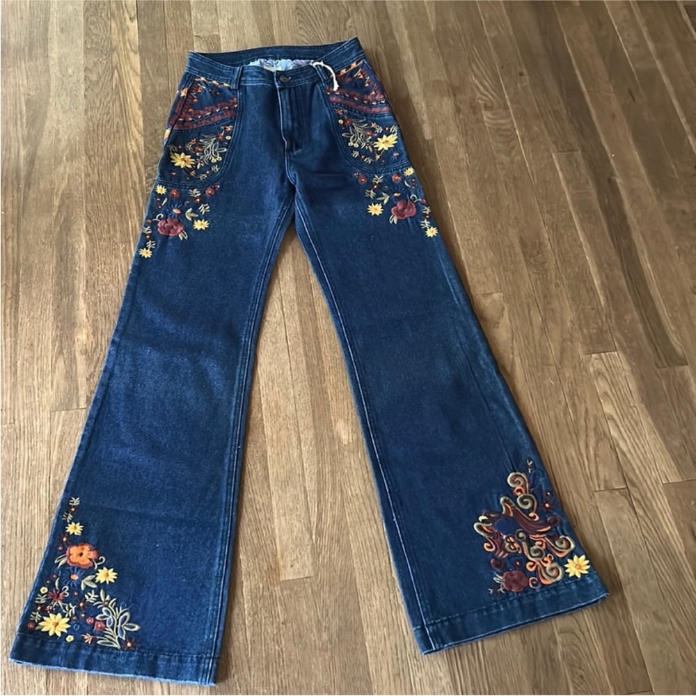 Spell And The Gypsy Collective X Free People Wanderlust Embroidered Jeans NWT - Picture 5 of 14